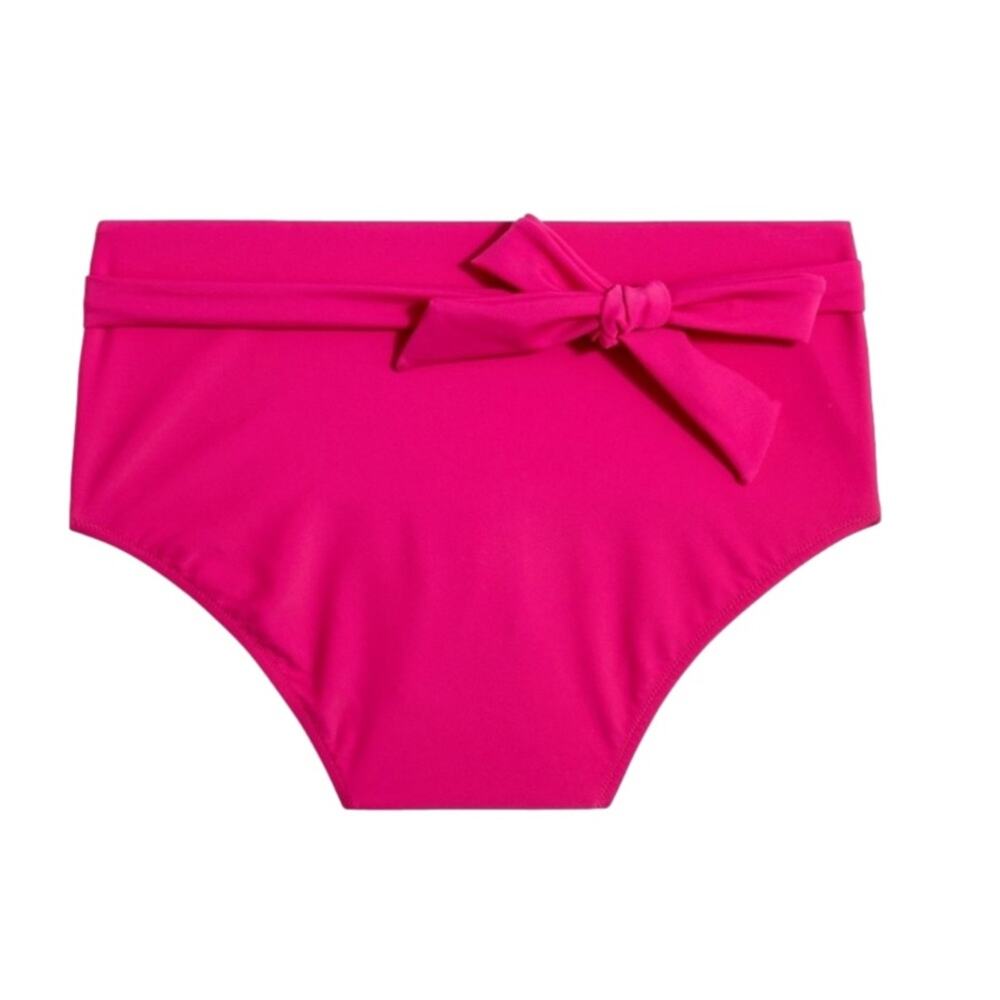 J. Crew Bikini Bottom Fuchsia High Waisted Belted Tie Front Swim Medium NEW